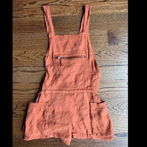 Free People Orange Short Overall
